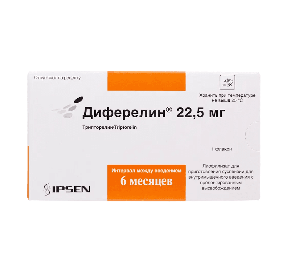 Диферелин лиоф д/сусп в/м п/к пролонг высв 22,5мг №1 фл+р-ль